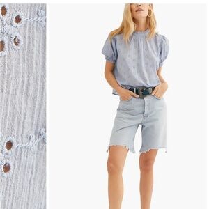 Free people letters to Juliet baby blue eyelet top XS